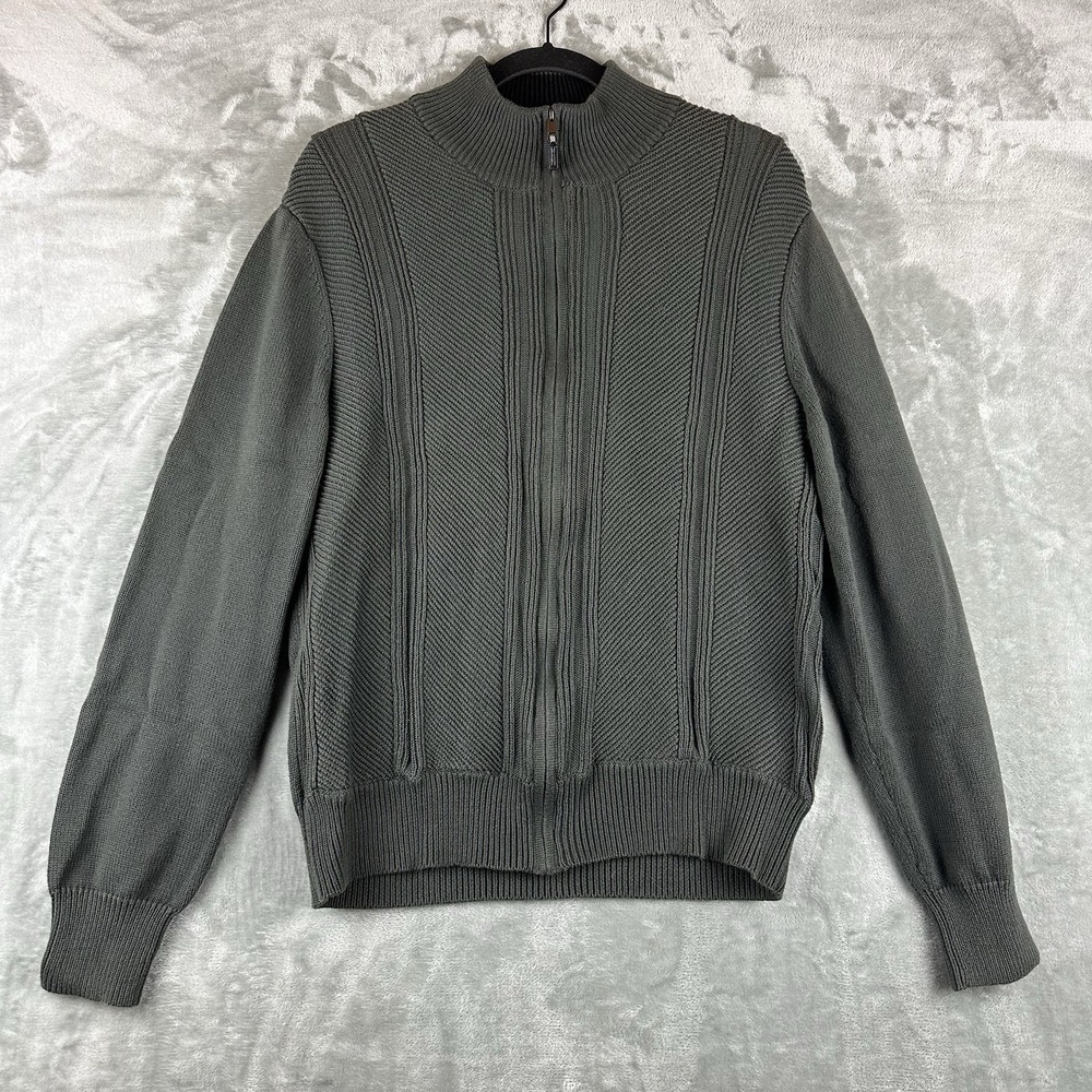Calvin Klein Knit Sweater Men's L Gray Full Zip